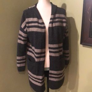 Tahari Medium Gray long Cardigan Open Front